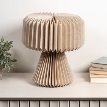 Zelda 12.8" Modern Art Deco Paper Pleated Shade Accent LED Table Lamp